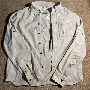 Lake & Trail Cream Light Beige Long Sleeve Button Up Woven Shirt - Size Medium